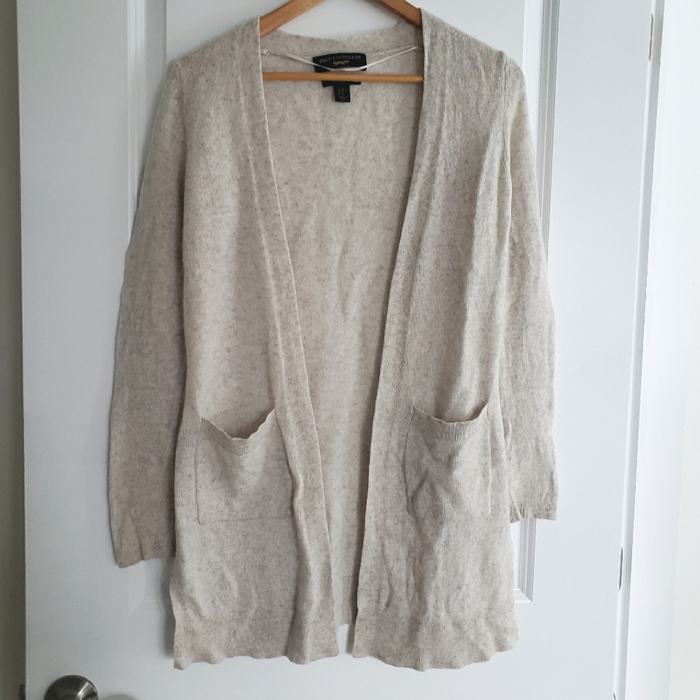Paul Costelloe Cashmere Open Front Cardigan Oatmeal Size XS